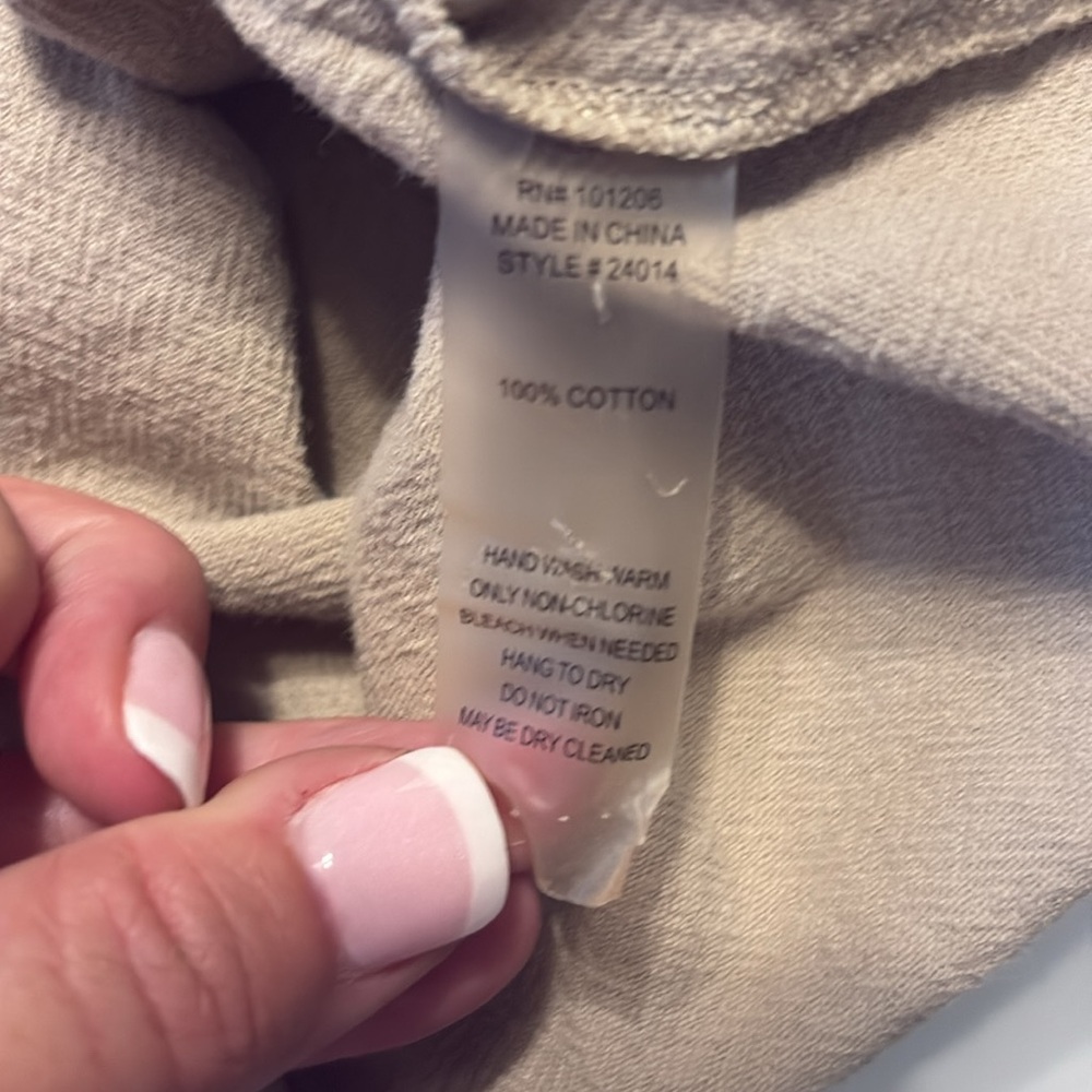 SOFT SURROUNDINGS Pintuck Peasant Boho Natural Cotton Longline Tunic in Tan MED - Picture 11 of 12